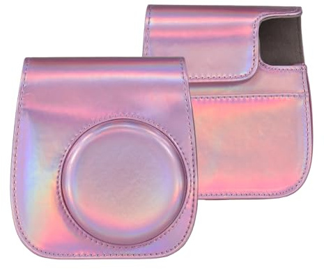 Andoer Étui pour appareil photo instantané, sac pour appareil photo, boucle magnétique en cuir PU avec bandoulière compatible avec Fujifilm Instax Mini 12/11/9/8, multicolore, formel