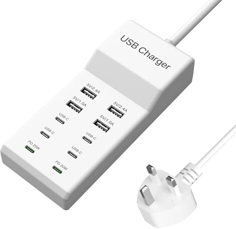 USB C Charging Station, 10 Ports USB Charger, 100W MultiPort with PD Fast Charger[6 USBC + 4 USBA], Compatible with iPhone 16/15/14/13/12/11/iPad/Samsung S25/S24/S23/S22/S21/Tablets/Watch/Headphones
