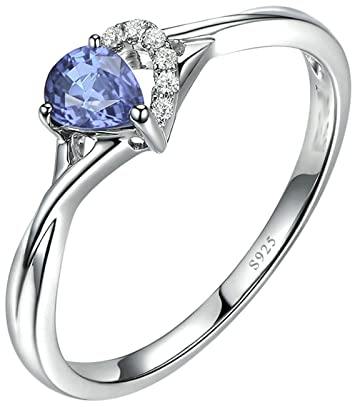 BCughia Hochzeitsringe Damen, Damenring 925er Silber Herz mit Birne Form Lavendel Lila Zirkonia Ring Größe 63 (20.1)