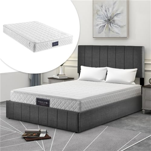 Hydraulisches Doppelbett 140 X 200 cm, Verstellbares Kopfteil, Mit Großem Stauraum, Lattenrost Aus Metall, Grau, Geeignet Für Schlafzimmer Für Erwachsene Und Jugendliche(Color:Mit Matratze)
