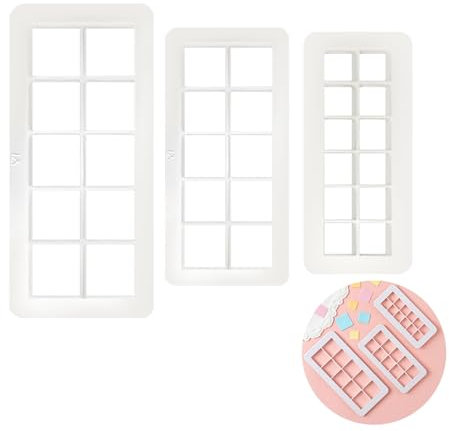 3 Pezzi Taglierina Quadrata, Quadrato Formine, Tagliabiscotti Plastica per Fondant e Biscotti