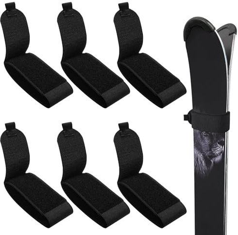 6 Piezas Ajustable Ski Carrier Strap, Fijaciones de Esquí, Correas Sujeción Esquí, Accesorio de Snowboard para Esquís y Bastones de Esquí