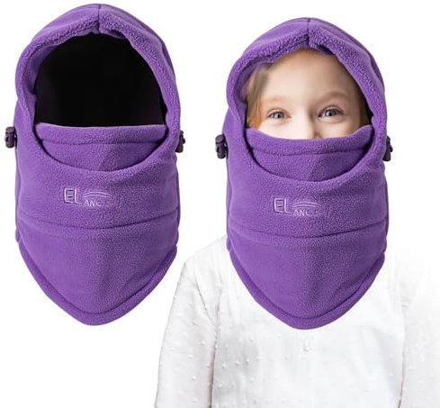AYPOW Kinder Winter Thermo Fleece Sturmhaube 4-9 Jahre, Multifunktionale Winddichte Verstellbare Gesichtsmaske Skimaske, Warme Mütze Sturmmaske Halswärmer Schal für Jungen Mädchen Outdoor-Aktivitäten