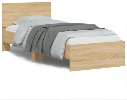 Festnight LED Bett 90x200 cm mit Led Beleuchtung Bettgestell Holz Jugendbett Holzbett Doppelbett Einzelbett Bettrahmen Schlafzimmer Bett mit Kopfteil Bett Jugendzimmer