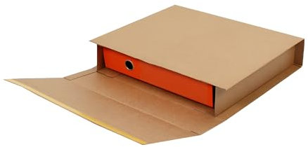 NoblesBox Brun vikbar låda, bokförpackning – 350 x 320 x 80 mm – platt kartong för böcker och dokument, fraktkartong (100)