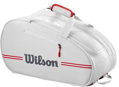 Wilson Bolsa de Pádel Team, Bolsa Versátil con Espacio Dedicado para Raquetas, Sección para Zapatos y Amplio Bolsillo para Accesorios, Opciones Dobles de Transporte, Color: Blanco Roto
