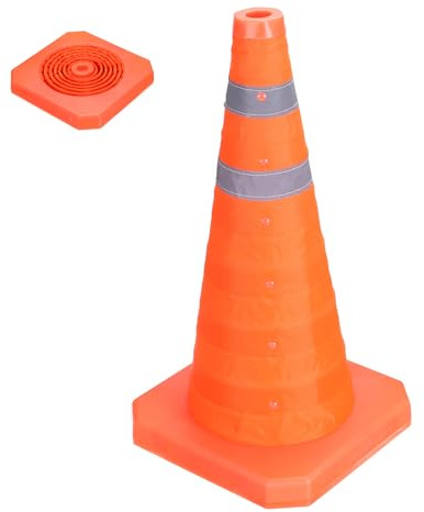 PATIKIL Coni segnaletici pieghevoli 18, Coni sicurezza arancione con collare rifrangente per parcheggio formazione guida pratica emergenza barriera stradale