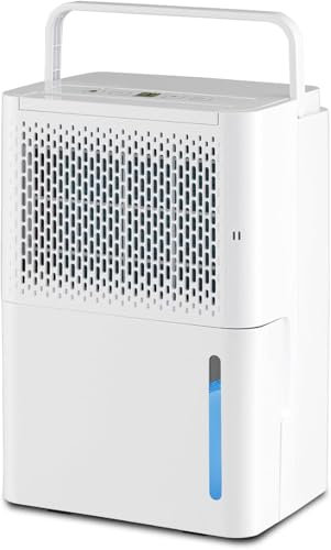 GOPLUS Deshumidificador Doméstico 12L/día, Modo Continuo/Secado/Automático, Temporizador 24H, Depósito de Agua 2,1L, Deshumidificador de Aire con Manguera de Desagüe, Mango Portátil, 185 m²