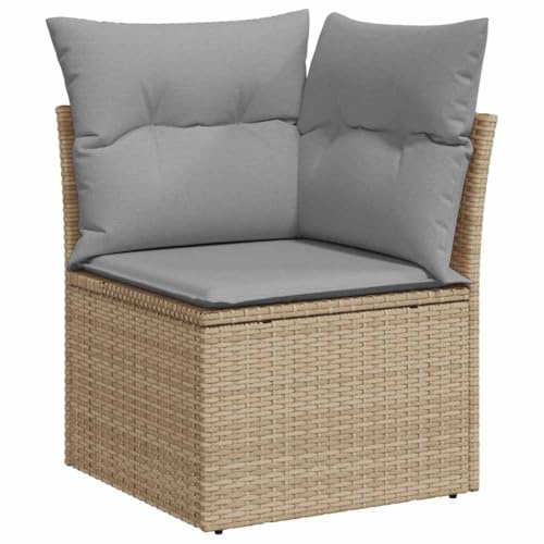 vidaXL Trädgårdsoffset med kudde med lagring 12 pcs Beige och Ljusgrå, Trädgård och terrassset, modern rattansoffa, lätt utomhuscouch, UV-skydd, förvaring, lounge
