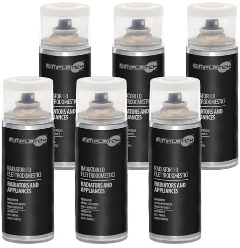 SIMPLETEK - 6X Bombolette Spray Vernice Smalto per Radiatori Elettrodomestici Lavatrici Frigo Bianco Perla V400RAD.1 RAL 1013 400 ml (Kit da 6 pezzi)