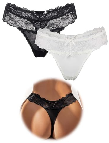 sunshinelady Perizoma da donna String Tanga in pizzo Mutandine da donna Intimo Sexy Slip Hipster Panty String Mutande Traspiranti Morbide Comode Taglie Forti Lingerie Mutandine in pizzo, 3XL-4XL