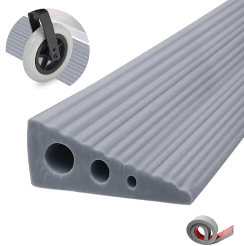 Cnwinu Türschwellenrampen, 100x6.5x2.5CM Schwellenrampe, PVC Rollstuhlrampe Türschwelle, rutschfeste Gummirampe, Auffahrrampen für Rollstuhl, Kinderwagen, Rollator oder e Scooter（Grau）