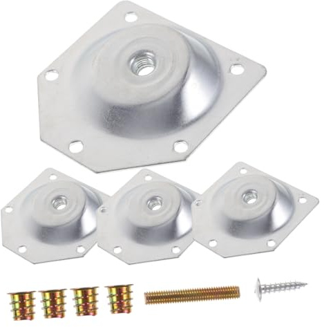 Kit 4 Pz Piastra Fissaggio Gambe Mobili Angolate in Ferro Argento | Viti Incluse per Montaggio Sicuro su Cassettiere e Gambe in Legno Massello, Facile Installazione