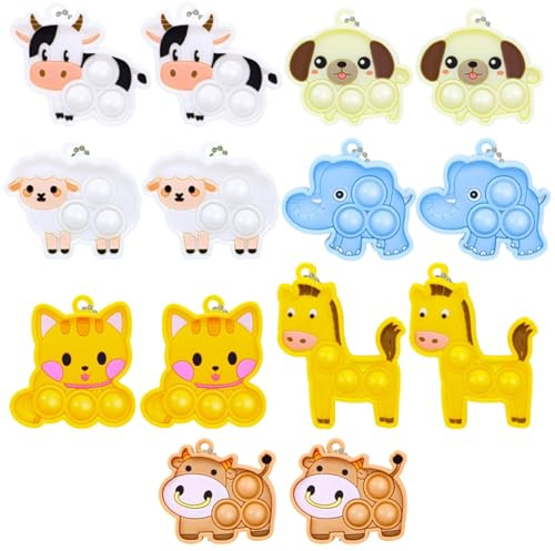 ZaoGoin 14 Stück Pop It Schlüsselanhänger, Pop It Spielzeug, Plopper Spielzeug, Geburtstag Mitgebsel, Fidget Toy, Keychainartygeschenke von 4–8, Popit Keychain für Kinder Jungen Mädchen