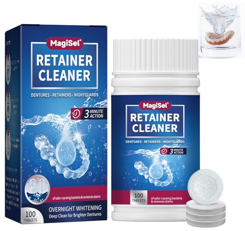 Tablettes De Nettoyage Retainer, Nettoyant Pastille Appareil Dentaire, Nettoyant Gouttiere Dentaire, Pour Purificateur De Bouche Pour Rétentions, Aligneurs, Protège-dents 100 Pastilles