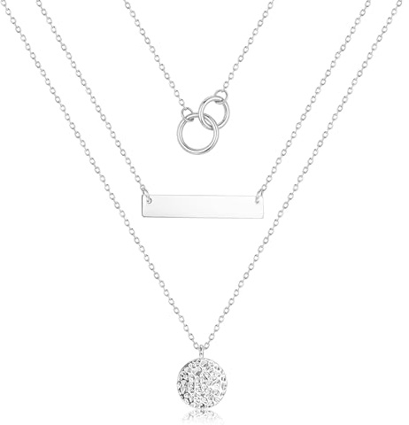 BodyBonita 2/3Teiliges Mehrreihiges Kette Damen, Zierliche 16-Karätig Vergoldete Halskette Damen, Silber Schlangenkette Boho Anhänger für Halskette Set Verstellbarer Halsreif Silber Schmuck Set