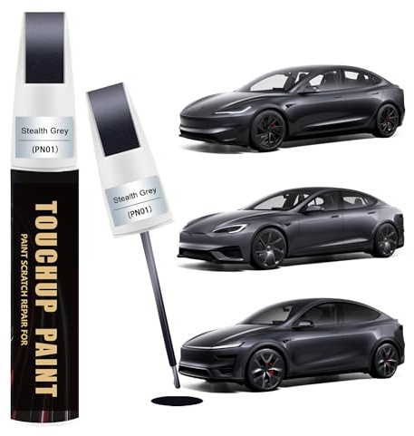 Stealth Grey(PN01) Car Paint Touch Up Pen Compatible with Tesla, 2-In-1 Color Accurate Touch Up Car Scratch Repair Paint Match Tesla Series Premium Automotive Scratch Remover for Nicks & Chips Repair
