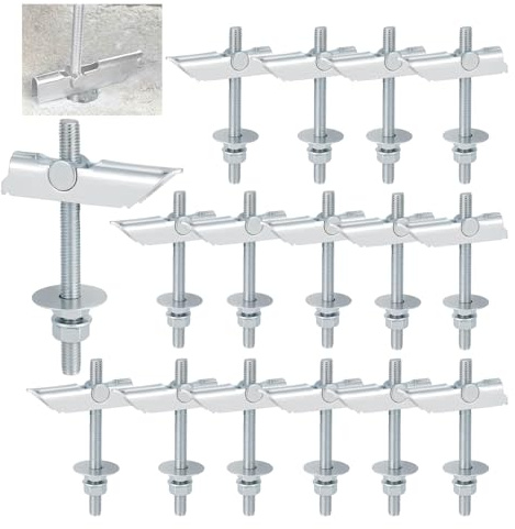 Schwerlast Kippdübel, 16 Stück Schwerlast Federklappdübel aus Kohlenstoffstahl, M8 x 100Millimeter Hohlraumdübel, Tiltbarer Dübel, Mit Scheibe und Mutter, für Hohlwände, Faserplatten