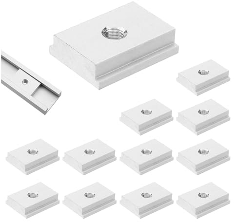 12 tuercas M8, 30 × 23 mm, tuercas deslizantes de aleación de aluminio, tuerca deslizante en T, tuercas deslizantes, ranura en T, tuercas de ranura en T, para trabajos de carpintería, proyectos de