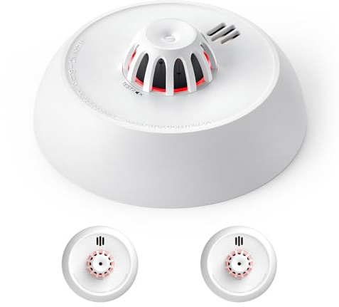 X-Sense Detector de calor independiente XH02 con batería de 10 años (sellada), indicador LED y botón de silencio, para cocina, detección rápida de calor, 2 unidades