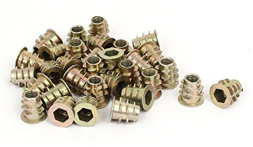 sourcing map Écrous Fileté Insert pour meuble bois M5 x 10mm 30Pcs