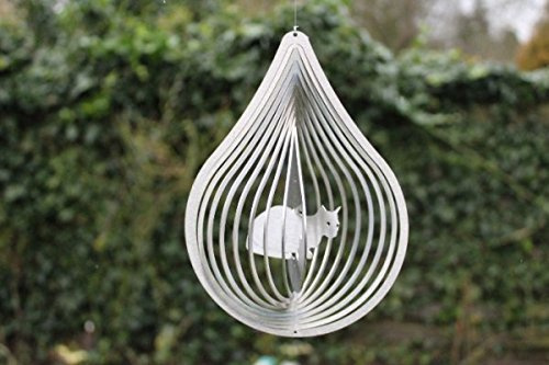 Manufaktur Lichtbogen Edelstahl Windspiel Tropfen Katze