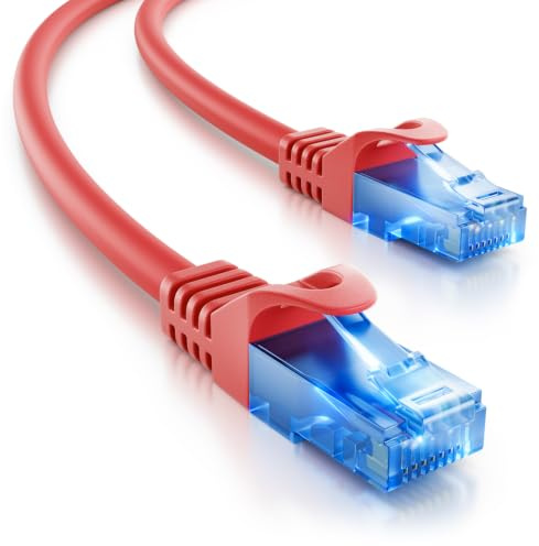 deleyCON 15m CAT.6 Ethernet Gigabit LAN Netzwerkkabel RJ45 CAT6 - Rot | Patchkabel, kompatibel zu CAT.5, CAT.5e, CAT.6a und CAT.7
