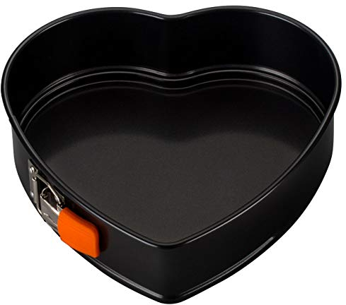 Le Creuset Stampo Antiaderente a Forma di Cuore, 24.8 x 23.8 x 6.9 cm, Resistente alle Sostanze Acide, Finitura in Acciaio al Carbonio, Antracite,Arancio, 94103326001100