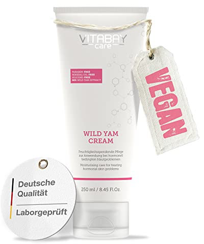 Vitabay Wild Yams Creme 250 ml - 80% Yamswurzel Extrakt Creme für Gesicht und Körper - 64% Diosgenin - Wechseljahre Wild Yam Wurzel Creme Wild Yam-Cream - 100% Nano-frei & ohne Synthetische Hormone