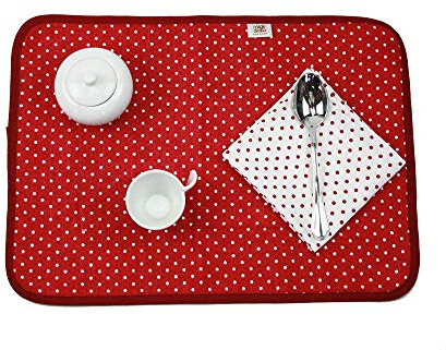 Set Prima Colazione RINO: tovaglietta americana cm.35x50 e tovagliolo cm 30x30 Tovaglietta Pois Made in Italy (Bordeaux)