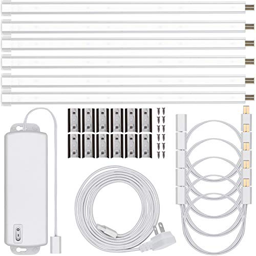 UltraPro 10in. Linkable LED Bright Strips, 6 Pack, 1650 Lumens, 2700K Warm White Light, Low Voltage, Under Cabinet Lighting, Strip Light, Flat Plug, Grow Lights for Indoor Plants, 44415