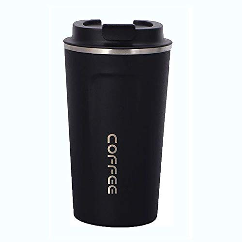 Gteller Stainless Travel Mug, Double Wall Stainless Steel Insulated Vacuum Tumbler with Lid (Black, 17oz)