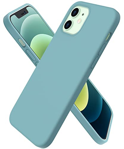 ORNARTO for iPhone 12 mini Case 5.4, Slim Liquid Silicone Cover Cases | Cactus,Slim Design,Comfortable Grip,Precise Cutouts,Shock Absorbing,Easy to Clean,Soft Microfiber Lining