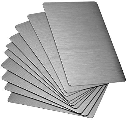 sourcing map 20 Stück Leere Metall Karten 80x50x0.4mm Dunkelgrau Platte | Metallkarte, Edelstahl, DIY Lasergravur Rohlinge Tag, Für Klingelschild Visitenkarten Namensschilder Briefkasten Türschilder
