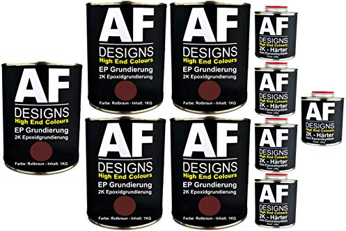 Alex Flittner Designs Epoxidfüller 5 x 1,20kg 2K Grundierung Füller EP Füller in rotbraun für Autolack Rostschutz