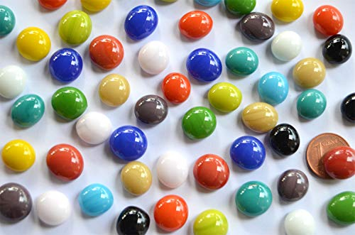 70g Mini Glasnuggets 10-12mm Muggelsteine ca. 50 Stück Glassteine Dekosteine (Bunt opak)