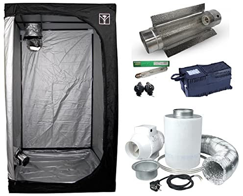 Set für den Innenbereich, Cooltube HPS 250 W, 400 W, 600 W, Klasse 2, mit Luftabzieher und Aktivkohlefilter + Zubehör (100 x 100 x 200 cm – 400 W)