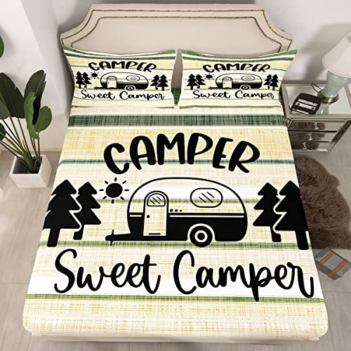 Set di lenzuola con angoli per camper per bambini, ragazzi, ragazze, set di biancheria da letto per campeggio e camper, accessori per rimorchi da viaggio, per letto singolo, 2 pezzi