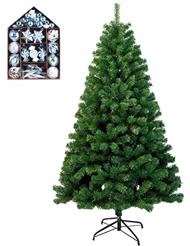 Weihnachtsbaum Künstlich 210 cm, Künstlicher Tannenbaum Mit Metallständer Ca. 1000 Spitzen Lena, Christbaum Christmas Tree Weihnachtsdeko Weihnachtskugeln Für Innen Und Außenbereich,Blau