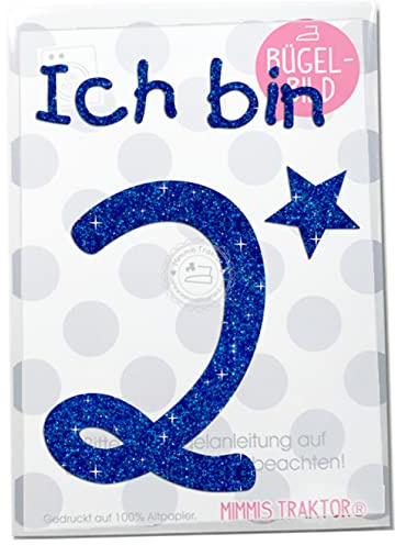 Bügelbild GLITZER Farbwahl! Ich bin Wunschzahl Stern 1, 2, 3, 4, 5, 6, 7 Aufbügler Applikationen Bügelsticker für Stoffe Textilien Kinder zum Aufbügeln