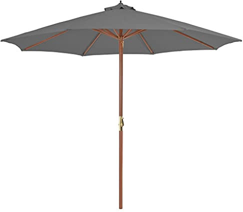 FIRBNUS 300x300x258 cm Sonnenschirm Holz mit 8 Rippen Balkon Schirm für Garten und Balkon Gartenschirm Ampelschirm mit Lüftung und Kurbelsystem Anthrazit Verblassfestem Hartholz Marktschirm