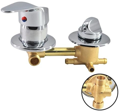 2/3/4/5 Voies Mitigeur Robinets de douche, Laiton Robinets de bain Filetage/intubation, Entraxe 9/10/12,5/14,5cm, Mitigeur Salle Bain pour Cabine Ou Hammam (10cm,Fileté 2 voies)