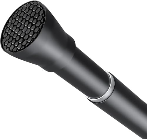 ZipGlo Tension Rod 113 to 197 Cm Extendable Curtain Poles, Telescopic Curtain Pole Black Door Curtain Pole no Drilling Spring Loaded Curtain Rod for Bathroom, Window, 1pcs