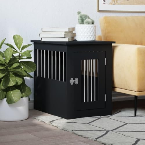 LAPOOH Homes For Pets 838310 Hundekäfig, aus technischem Holz, schwarz, 45 x 62 x 59 cm, Käfig für Haustiere, Katzenkäfig, Käfige für kleine Welpen, 45 x 62 x 59 cm