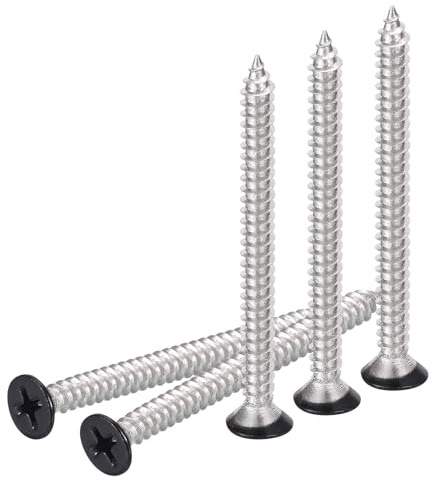 DTGN 100Pcs #8x2 Flat Head Wood Screws, 304 Stainless Steel Black Phillips Self Tapping Screws - Good for Woodworking, Furniture - Black