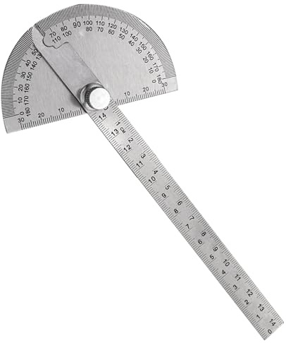 EMVANV Stainless Steel Protractor 0-180 Degrees, Woodworking Ruler Angle Finder, Metal Adjustable General Angle Measuring Tool(Size:0-180 Degrees), as picture show