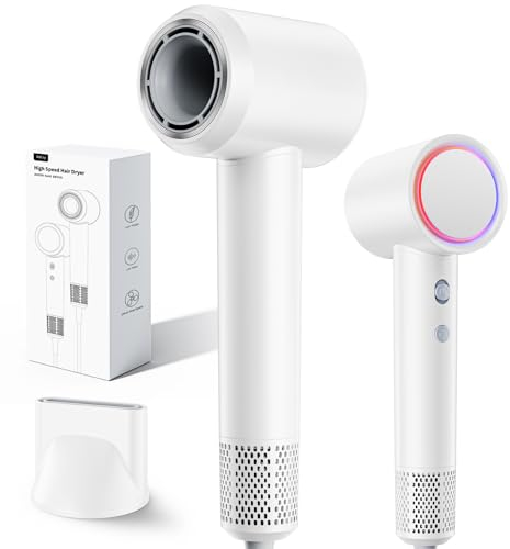 Föhn, 110.000 U/min Bürstenloser Motor Schnelles Trocknen Fön, Geräuscharm Ionen Haartrockner, 2 Geschwindigkeits/3 Hitzeeinstellungen, Magnetische Konzentrator Düse, Hair Dryer für Reise, Zuhause