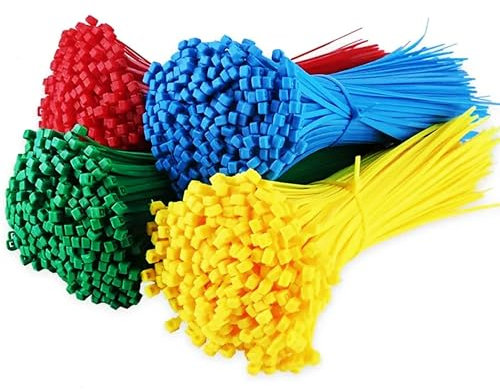 Bricoloco Pack of 400 Coloured Nylon Cable Ties - Green, Yellow, Red and Blue - Multi-Purpose Plastic Cable Ties for Garden Hose (3, 4.8 x 290 mm)