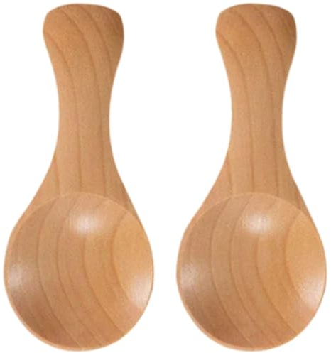 1-10 mini cucharas de madera para cocina, especias y condimentos, cucharillas de café y azúcar, cucharas de madera de mango corto para niños, vajilla para el hogar, 2 unidades, madera natural