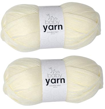 Korbond Babygarn – grädde – 2 x 100 g akrylull – lätt, allergivänlig och hållbar dubbelstickad virkad garn stickad ull